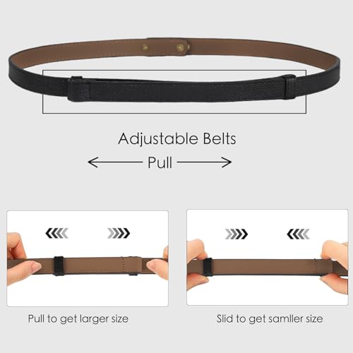 Image of Women's Fashion Classic Metal Buckle Leather Belt with Jeans Dress