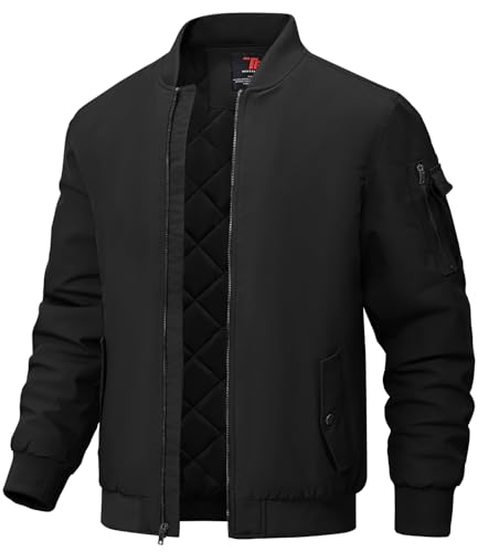 BGOWATU Men's Jacket Windproof Quilted Bomber Jackets Casual Fall Winter Warm Padded Coats Outwear