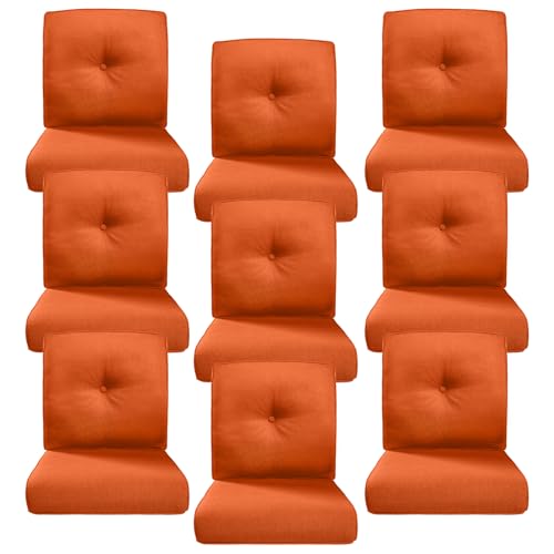 Image of Luxury 4 inch Thick Outdoor Cushion Set of 9 - 22x24 Patio Furniture Cushions with 28D High-Density Foam, Water-Resistant & Fade-Resistant Fabric, Removable Covers for Patio Furniture Sofa Couch -Orange