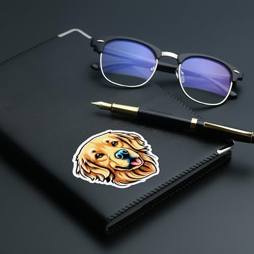Image of Golden Retriever Dog Sticker 5 Inch - Cute Puppy Waterproof Vinyl Decal for Laptop Water Bottle Car Window Pet Lover Gift