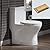 WOODBRIDGE Short Compact Tiny Dual Flush 1.28 GP One Piece Toilet,with Soft Closing Seat,1000 Gram MaP Flushing Score Small Toilet with Brushed Gold Button B0500-BG, White