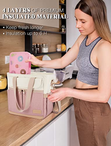 Joyhill Lunch Bag For Man, Lunch Tote For Woman, Leakproof Insulated Lunch Box With Shoulder Strap, Adult Reusable Lunch Cooler Tote Bags For Work Picnic Camping Beach, Brown #TOP4