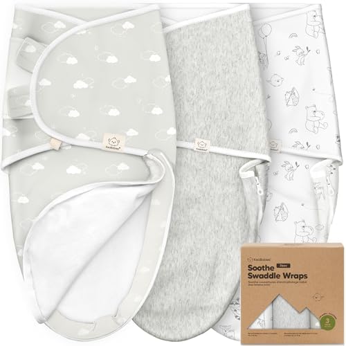 KeaBabies 3er-Pack Pucksack Baby 0-3 Monate mit Reißverschluss (Aspire) | Bio-Baumwolle Wickeltücher, einfacher Windelwechsel Swaddle Baby, Weich, Strapazierfähig, Neugeborene, Mäd