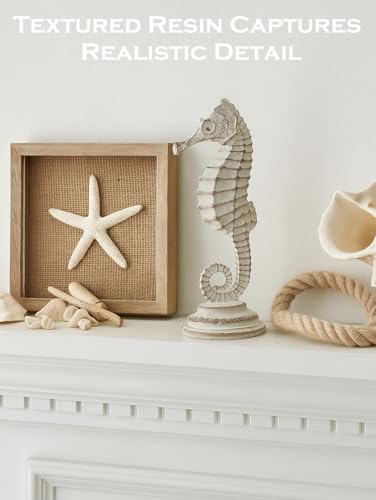 Figura Decorativa de Caballito de Mar Resina Beige 8.25 pulg miniatura 4