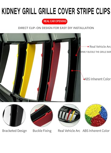 Image of German Flag Colors Auto Grille Inserts Stripes Trims,Standard Center Kidney Grilles Accessories Compatible with BMW 2013-2018 3-Series Sport F30 /F35 Car Interior Decoration(8 Beams),Color B