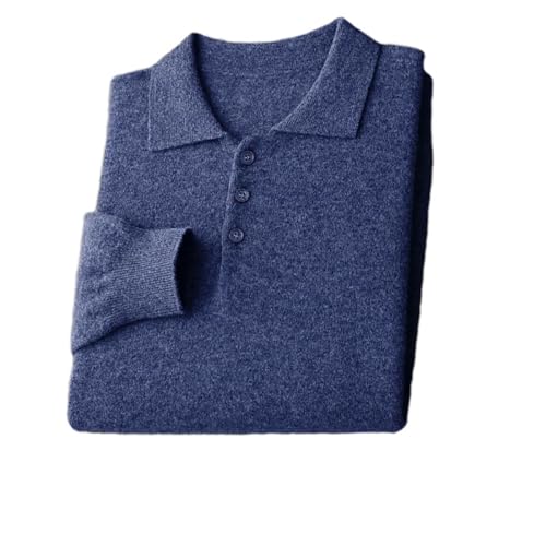 Men's Thick Polos Collar Basics Pullover Sweater Solid Merino Wool Knitwear Soft Casual Warm Tops
