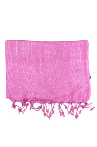 Image of Solid Sequin Stole with Tassels for Women & Men - Soft Lightweight Rayon Fabric | Available in 10+ Colours | 70 x 180 cm