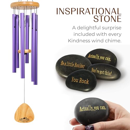 UpBlend Outdoors Wind Chimes for Outside, Gift for Mom, Deep Tone, Sympathy Gifts for Loss of Loved One, Patio Decoration, Memorial Windchimes, 29" Purple