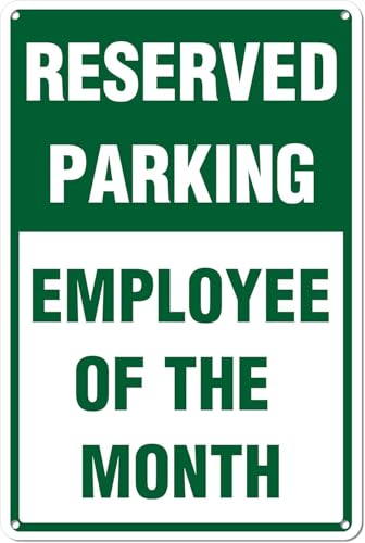 Metal Tin Sign Reserved Parking Employee of The Month Vintage Wall Plaque Wall Art with Restriction Content for Parking Indoor Outdoor Commercial Workspace Community Work Zone Wall Decor 8x12 Inch