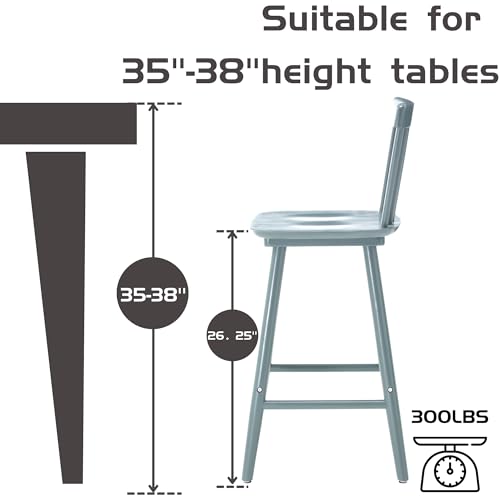 Windsor-Bar-Stools-Set-of-4-26-Inch-Counter-Height-Barstools-Wooden-Barstools-with-Spindle-BackBigger-Seat-for-Kitchen-IslandBreakfast-BarHome-Pub-Grey Windsor Bar Stools Set of 4 26 Inch Counter Height Barstools Wooden Barstools with Spindle BackBigger Seat for Kitchen IslandBreakfast BarHome Pub Grey