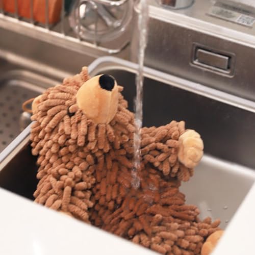 Toallas de felpa decorativas tipo felpilla para baño y cocina con oso infantil 5