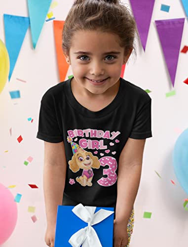 Image of Tstars Skye Birthday Girl 3 Gifts for Three Years Old Bday Paw Patrol Theme Party Toddler Kids Girls Fitted T-Shirt A51144d
