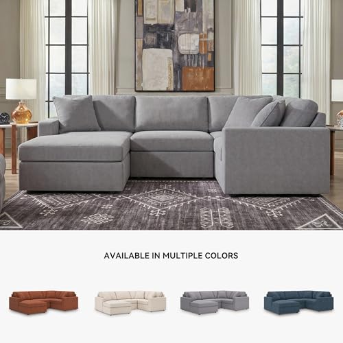 Image of Signature Design by Ashley Modular Sectional Couch with Chaise, Granite