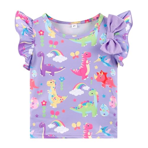Image of Barlver Girls 2 Piece Short Set Baby Girl Summer Clothes Ruffle Sleeve T-Shirt and Bow Knot Shorts Toddler Girl Outfit Set