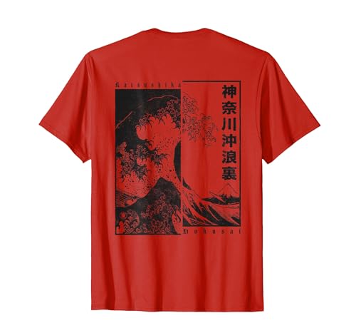Image of Hokusai Great Wave Off Kanagawa Japanese Aesthetic T-Shirt, Men, Red, XX-Large