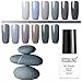 Produktbild ROSALIND Gel Nagellack Set Graue Serie 12 Farben UV Gellack Mehrfarbig Hochwertiger Base und Überlack Nail Salon Sets Brauche Nagellampe Ausgehärtet 7ml