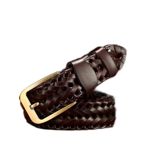 Hand Woven Belt 100% Leather Belt Luxurious Pin Buckle Design Belt Unisex Woven Width 3.3cm Belt Creative Gift