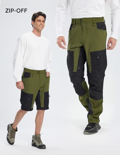 fit space Men's Reinforced Hiking Pants Tapered Zip Off Trekking Pants Convertible Vented4
