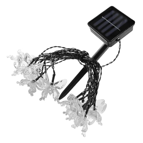 Toyvian Guirnalda de Luces LED Solares para Exteriores con Diseño de Mariposas 5 Metros 20 Luces de Colores Impermeables Decoración para Jardín Patio y Césped