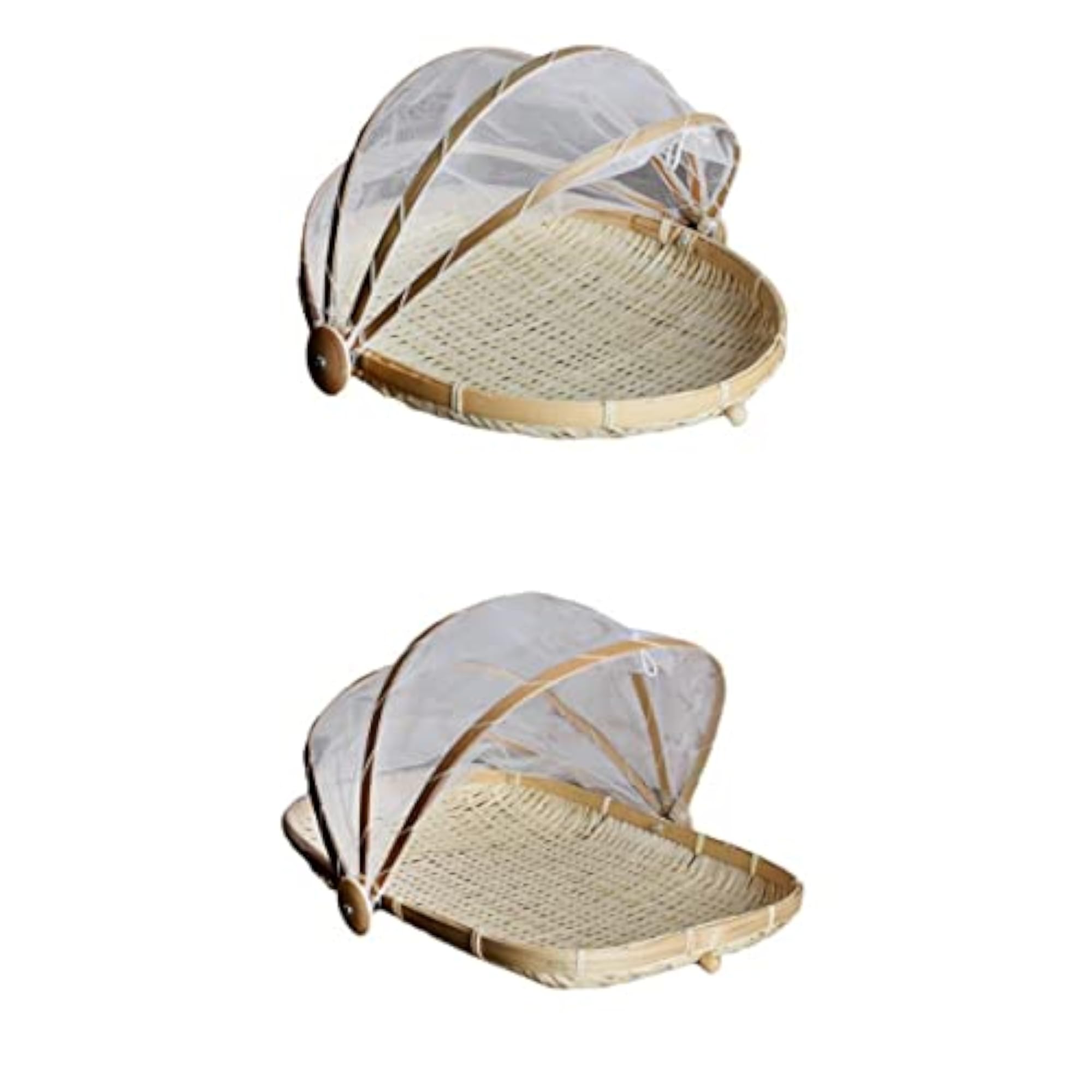 2pcs Bamboo Tent Basket for Outdoor Picnic