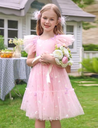 Kids Girls Birthday Party Dress Flutter Sleeve 3D Butterfly Tutu Dress Cake Crush Photo Shoot2