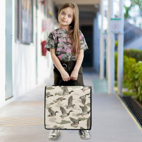 Image of Custom 3 Ring Zipper Binder Wild Duck Camouflage Personalized Name 1.5 inch Binders Large Capacity Multi Pockets for School Office Supplies