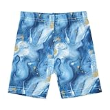 Sletend Marble Blue Girls’ Comfy Lined Shorts Lightweight & Skin-Friendly Cotton for All-Day Comfort Ideal for Travel Beach or Home Lounging Toddler Sizes