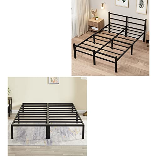 Greenforest Full Size Bed Frame Easy Quick Assembly Metal Platform And Full Size Bed Frame With Headboard Easy Assemble #TOP17