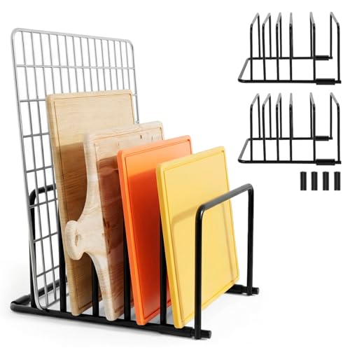 QWORK® 2 Pièces porte-planche à découper en métal avec 5 fentes, pour planches à découper, assiettes