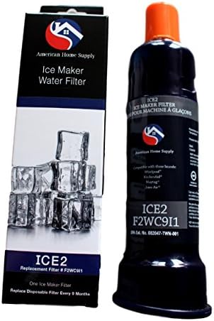 ICE2 F2WC9I1 - Ice Maker Filter by American Home Supply. Compatible with: Whirlpool l Maytag I KitchenAid I Jenn-Air I Amana I Magic Chef I Admiral I Norge I Kenmore I GE I Maytag - Ice Makers (ICE2)