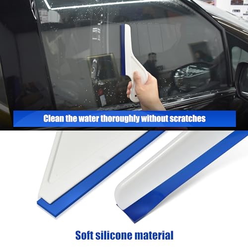 Image of Zanch Window Tint Tool,Silicone Squeegee Water Blade with Long Handle,Easy Grip for Window & Mirror Cleaning【1pc Knife Shape & 1pc Trapezoid Shape】