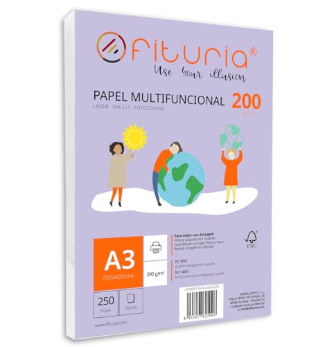 Papier A3 200g Ofituria ramette de 250 feuilles blanches multifonction