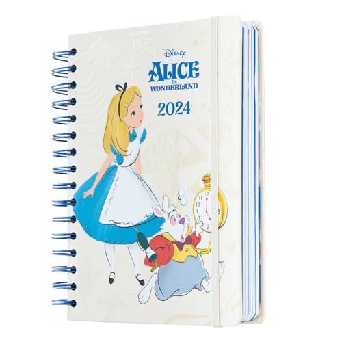Grupo Erik Alicia En el País de las Maravillas A5 2024 Day To Page Diary | Enero 2024 - Diciembre 2024 | Planificador semanal 2024 | Planificador A5 con pegatinas y bolsillo | Diario 2024 | Regalos de