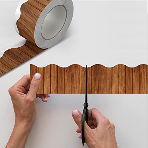 65Ft Self Adhesive Bulletin Board Borders, Die-Cut Classroom Borders For Bulletin Board, Border Trim For Back To School Decoration(Wood) #TOP2