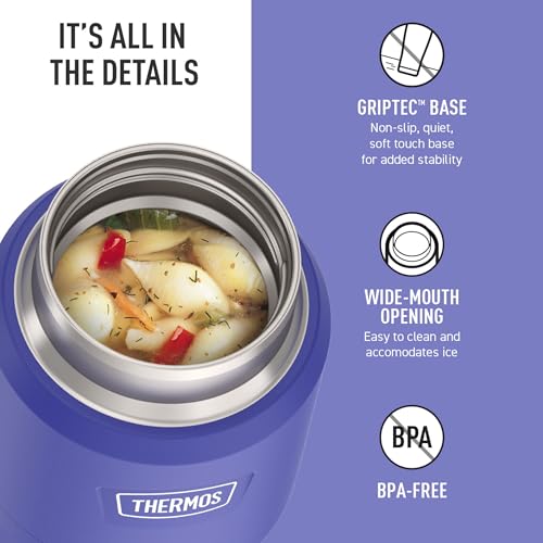 Image of THERMOS ICON Stainless Steel Food Jar with Spoon, 12 Ounce, Blue