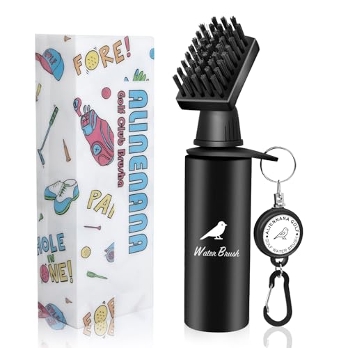 Golf Club Cleaner Brush, Golf Water Brush with Retainer Clip and Squeeze Water Bottle 7.5 Inches Holds 4 Ounces of Water - Anti-Leak Reservoir Tube Squeeze Bottle Design, Must Have Golf Accessories