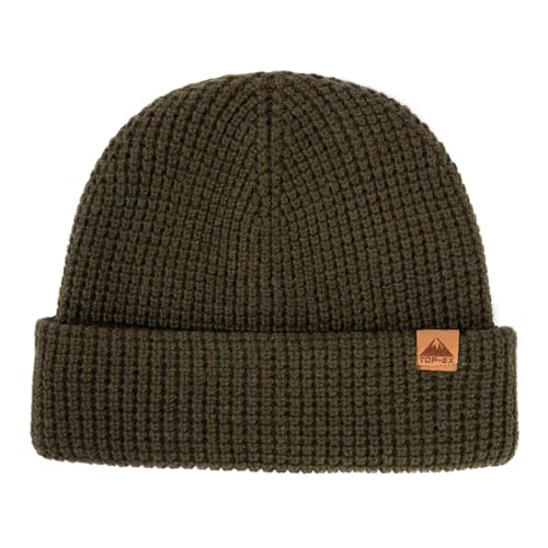 TOP-EX XL/XXL 50% Merinowolle Waffel Mütze Wintermuetze Herren Damen Fisherman Beanie Trawler Mütze Strickmuetze Warme Gelb L/XL