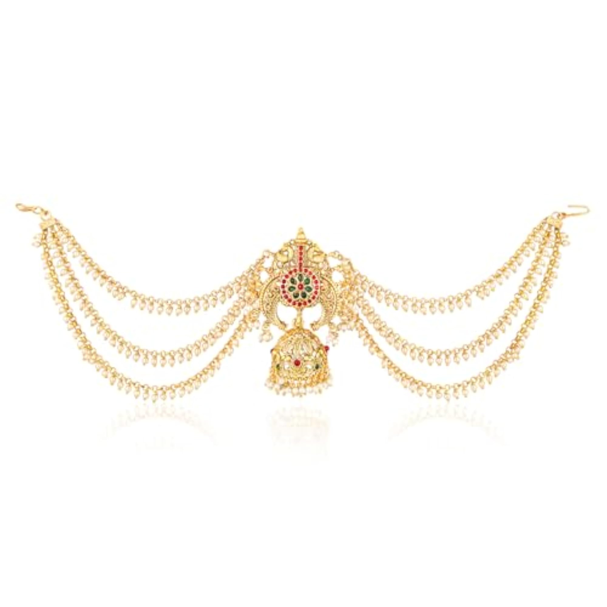 Gold Plated Faux Ruby & Emerald Bridal Hair Accessories