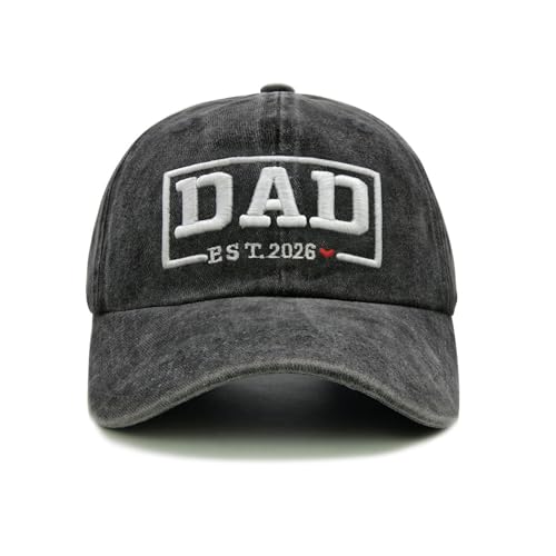 Stymora New Dad Est 2026 Hat First Time Father Gifts Adjustable Daddy to Be Baseball Cap Birthday Gifts for Husband Black