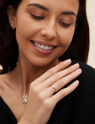 Mamelody 1.3mm 14K Gold Plated Wedding Band for Women Pear Cut CZ Dainty Stackable Heart Engagenment Promise Rings for Her Sizes 4-104