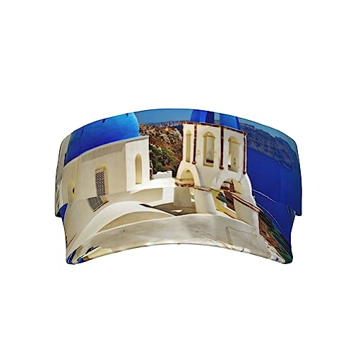 Casquette respirante Santorini réglable anti-UV motif île grecque