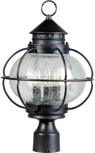 Maxim 30500CDOI Portsmouth Seed Glass Outdoor Post/Pole Mount, 3-Light 180 Total Watts, 16" H x 12" W, Oil Rubbed Bronze, Bulbs NOT Included