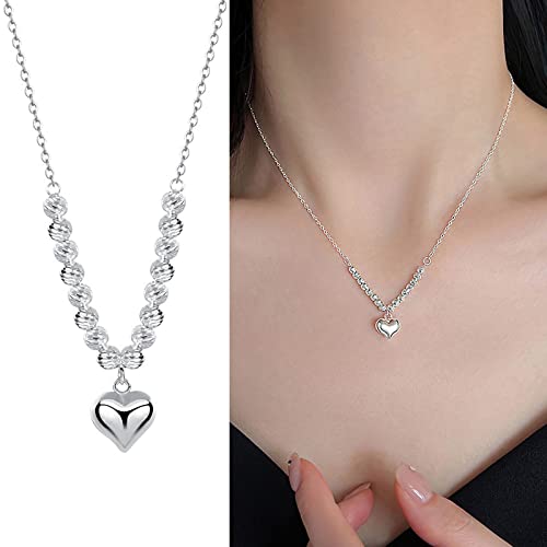 Collier cœur argent S925 anti-allergie ras de cou perles légères qui ne noircit pas - 6