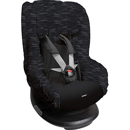 Dooky Matrix Sitzbezug für Kindersitz (universale Passform für viele gängige Modelle, Altersgruppe 1+, 9-18 kg, für 3 und 5 Punkt Gurtsystem), Schwarz