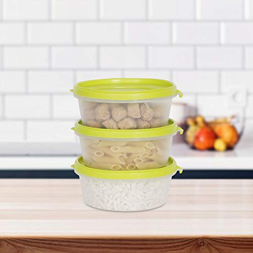 Image of Cutting EDGE Nesterware 500ml Stackable Food Container (Set of 3, Green) | BPA-free plastic, stackable design, leak-proof, kitchen storage, pantry, fridge, meal prep, reusable, travel use