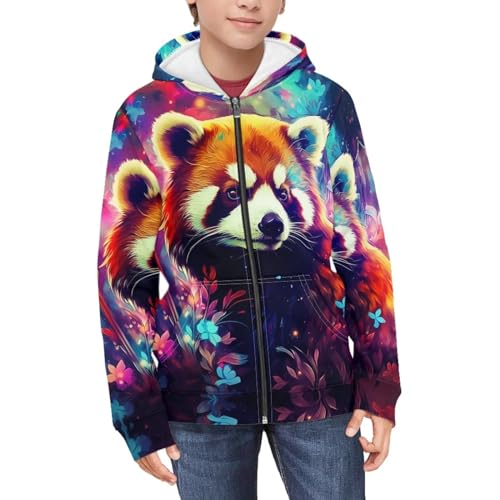 Boys Animal Print Zip Up Graphic Hoodie with Pockets Comfort Long Sleeve Soft Hoodies3