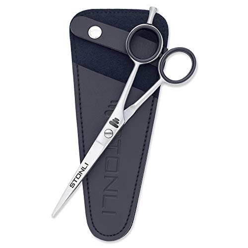 Stonli Hairdressing Scissors for Hairs Cutting - Stainless Steel 6 inch Hairs with Sharp Edge Hair Cutting Scissor - Barber Scissors with Pouch for Salon, Home, Men, Women (Silver)