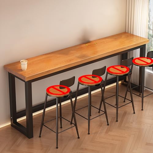 Mesa de bar rectangular estrecha de madera natural para espacios pequeños 2