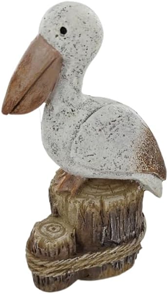 The Bridge Collection Figura decorativa de pelícano, decoración náutica de aves marinas para casa de playa o casa del lago, escultura de ave costera