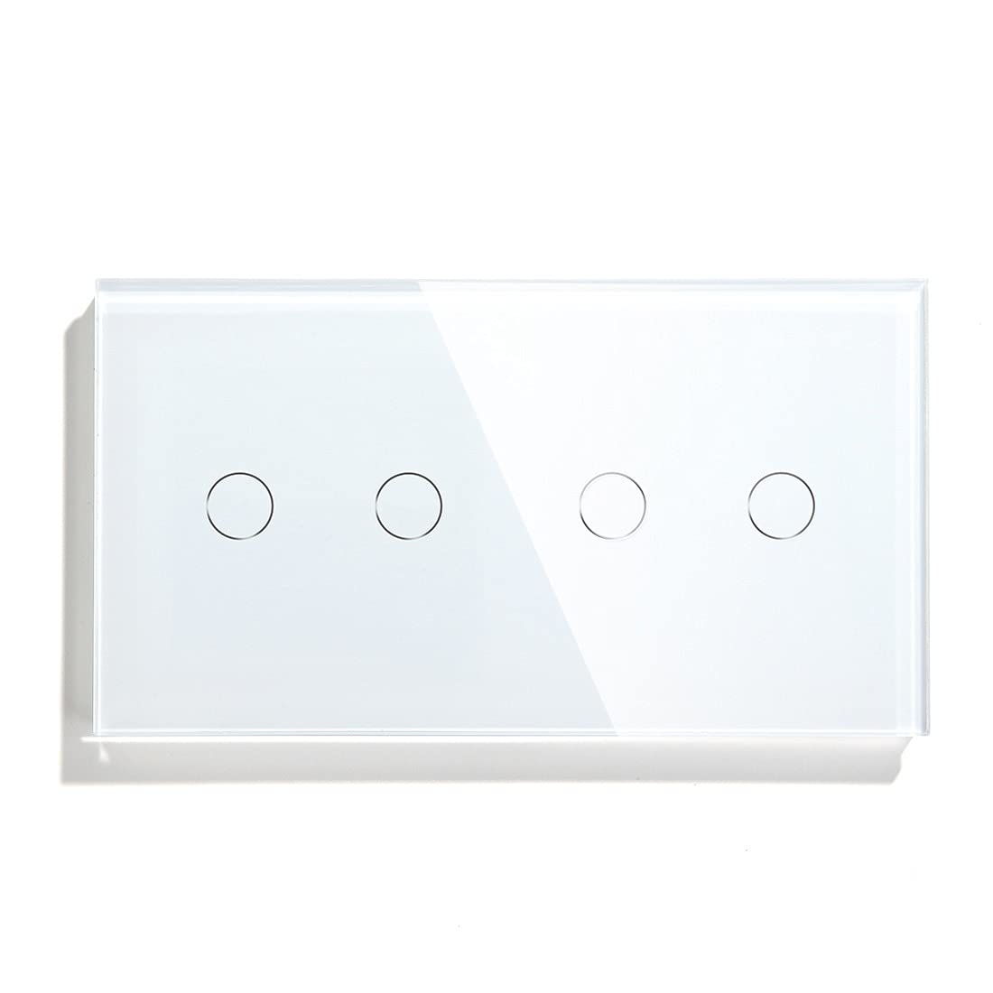 Interruptor Tactil 4 Gang 1 Way Touch Button Interruptor de 157 mm Interruptor de luz Blanco Black Golden Class Panel for el hogar Interruptor Inteligente (Color : White, Standard : 1)